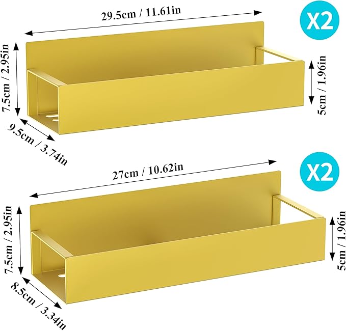 HuggieGems 4 Pack Magnetic Spice Storage Rack Organizer for Refrigerator and Oven, Gold Fridge Organizers and Storage