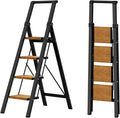HillhutApex Step Ladder, Aluminum Lightweight Folding 4 Step Stool with Anti-Slip Wide Pedal, 330lbs Capacity Steel Ladder for Household and Office