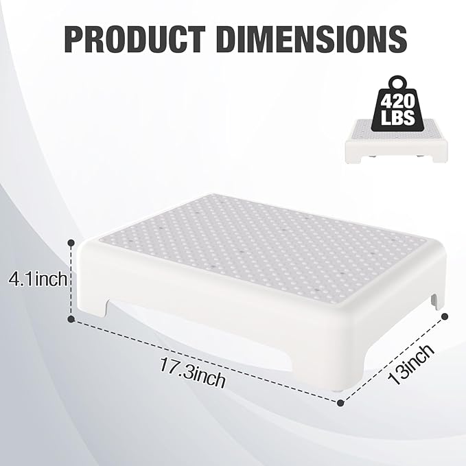 HBTower Step Stool, Mobility Step Stool for Adults & Seniors, Non-Slip Step Platform Indoor and Outdoor, Portable Step Riser, Safety Step for Car, Bedside, Office, Shower, Stairs, White