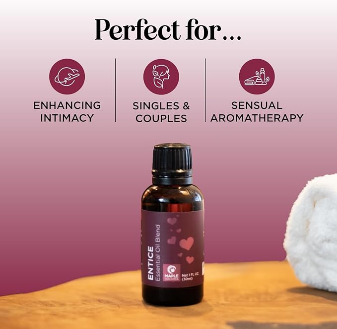 Entice Essential Oil Blend for Diffuser - Passionate Blend of Aromatherapy Oils for Couples with Lavender Palmarosa Clary Sage and Ylang-Ylang Essential Oil - Ignite the Romance Essential Oils Blend