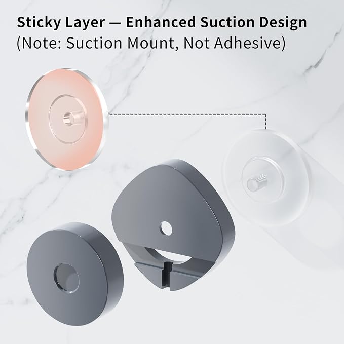 KEGII Suction Cup Shower Caddy – 3 Pack Suction Cup Shelf with Soap Holder & Hooks, Rustproof Stainless Steel Shower Organizer, Removable No Drilling Bathroom Storage Rack, Dark Gray
