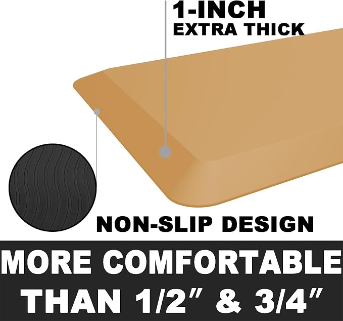 1" Extra Thick Anti Fatigue Floor Mat 30" L x 20" W,Kitchen Mat, Standing Desk Mat,140D Advanced PU Foam Ergonomic Comfort at Home, Office, Garage, Sink (Orange)