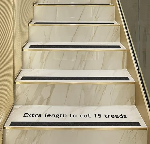 Chesk Grip Tape for Stairs – 4in x 30ft Black Anti-Slip Stair Strips – Adhesive Stair Treads Non-Slip Indoor and Outdoor – Heavy-Duty Grip Tape for Skateboard, Shower, Floor, Steps