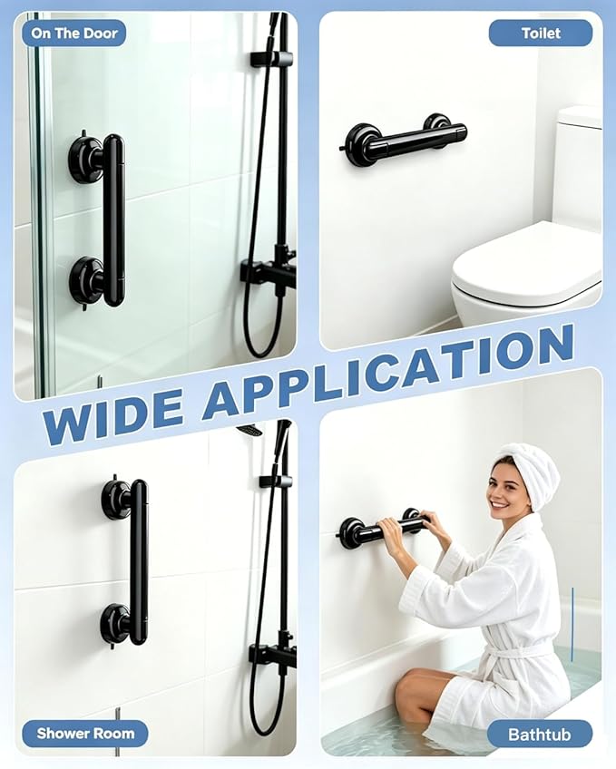 Grab Bars for Bathtubs and Shower (2 Pack), 11 Inch Shower Handle Bathroom Safety Suction Grab Bar for Bathtub for Elderly & Children