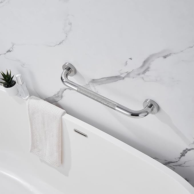 Rockgoya Shower Grab Bar, 2 Pack 24 Inch Bathroom Grab Bar, 304 Stainless Steel 1.25" Diameter Anti-Slip Handicap Grab Bar Support Shower Rail Senior Handrail Shower Safety Bar Handle