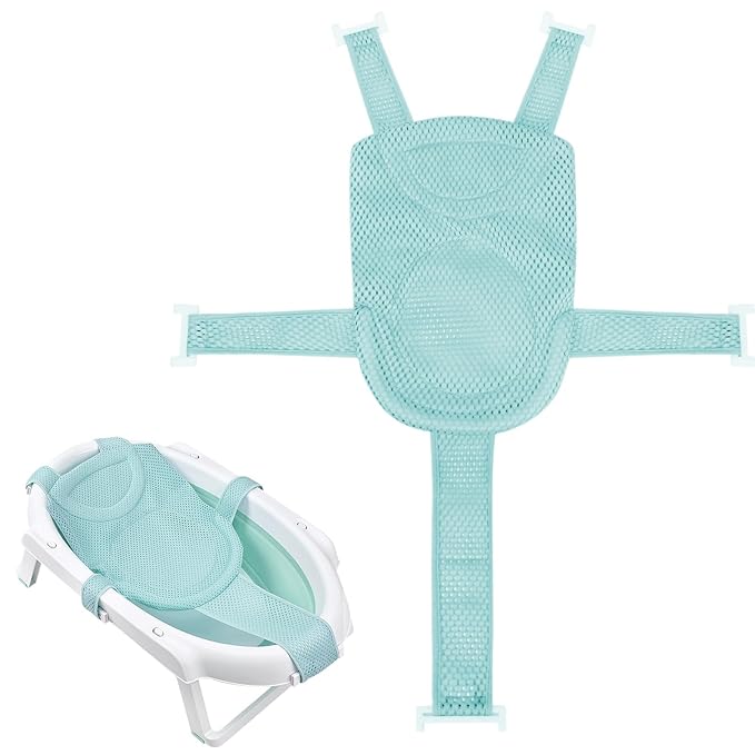 Colorlife Baby Bath Seat Support Net Infant Bathing Seat Support Mat, Adjustable Comfortable Non-Slip Five-Pointed Baby Shower Net Bathtub Sit Up Mesh for Newborn 0-12 Months-Green(No Bathtub)