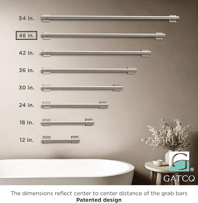 Elevate 48" L Grab Bar, Satin Nickel