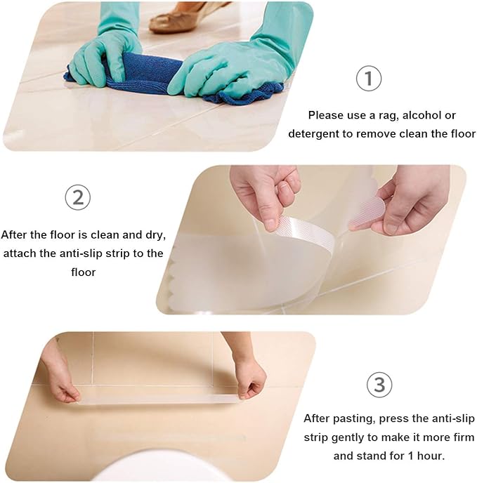 Anti-slip Strips, Safety Shower Treads Stickers - 24 Pcs, Bathtub Non Slip Stickers, Anti Skid Tape for Shower,Tub,Steps, Floor-Strength Adhesive Grip Appliques for Baby,Senior,Adult (Clear)8 x 0.8In