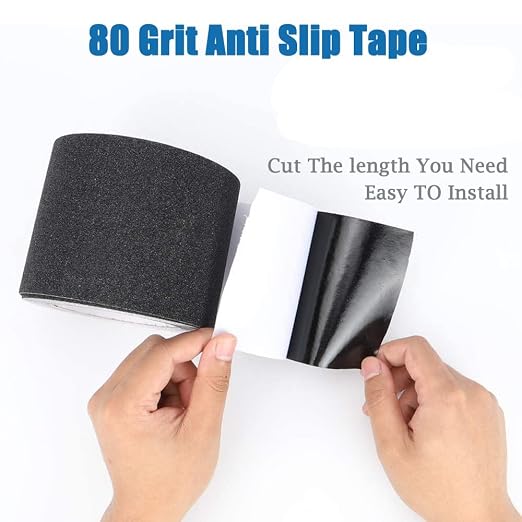 Grip Tape Anti Slip Tape 1 Inch, 33 Feet, Black Heavy Duty Non Skid Tape for Stairs Outdoor/Indoor, Waterproof Safety Adhesive Strips Roll for Ramp Traction Tread Staircases, 80 Grit