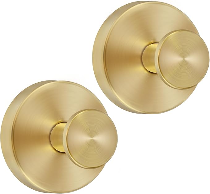 Suction Cup Shower Hooks for Inside Shower – 15 LB Heavy-Duty No-Drill Towel Hooks, Removable & Reusable for Towels, Robes & Loofah, Waterproof for Glass & Tile(2 Gold)