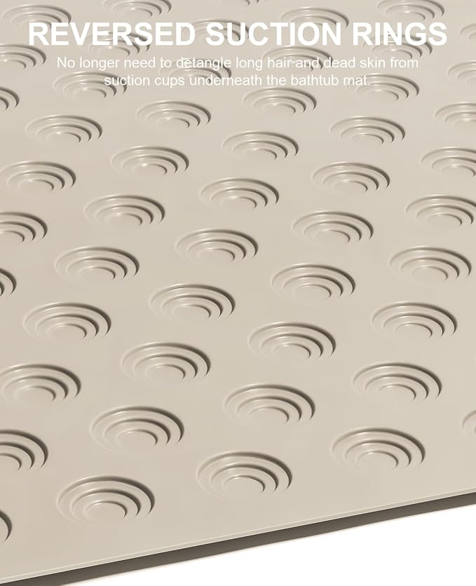 OTHWAY No Suction Cup Bath Mat: 39x16inch Extra Long Bathmat│Perfect for Refinished Bathtub Mat│Made of Nature Rubber│a Blessing for the Elderly and Children (Brown)