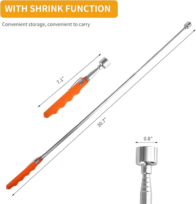 Telescoping Magnetic Pick Up Tool Set of 2,Telescopic Magnet Stick-Useful for Hard-to-Reach,Narrow Space,Mechanic,Automotive, Home - Cool Gadget Christmas Gifts Stocking Stuffers for Men Women Husband