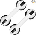 uxcell Grab Bars for Shower 2 Pcs, 12 Inch Shower Handle Suction Cup, Grab Bars Elderly Assistance Products Safety Removable Grip Press-Lock for Seniors Bathtubs Bathroom, White/Black