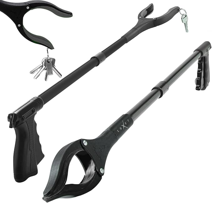 Grabber Reacher Tool, Long 32" Foldable Pick Up Stick, Strong Grip Magnetic Tip Lightweight Trash Picker Claw Reacher Grabber Tool Elderly Reaching, by Luxet (Black)