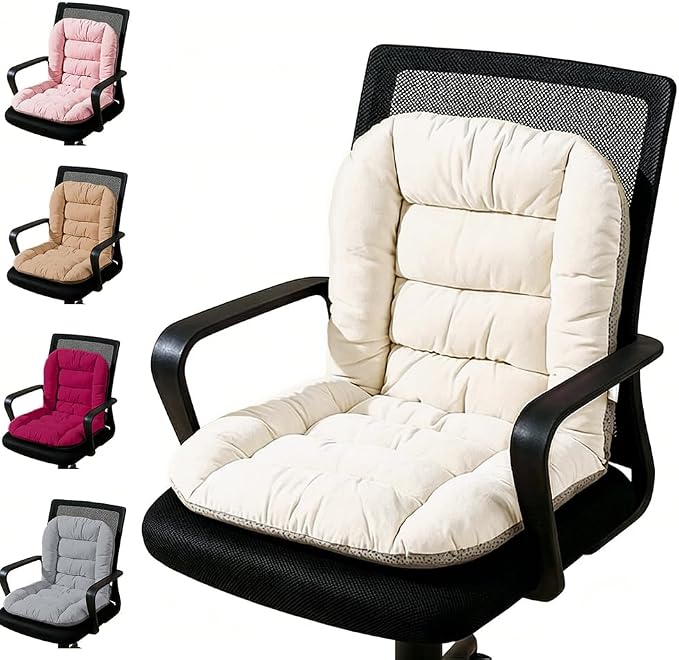 Office Chair Cushion，Desk Chair Cushion with High Back Support, Seat Cushion with Non-Slip Bottom for Home Dining Room Kitchen (Off-White)