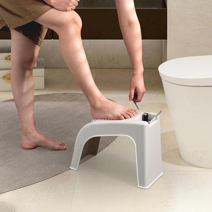 Shower Foot Rest for Shaving Legs, Non-Slip Pedicure Foot Rest, Shower Foots Step Stool for Shaving Legs, Plastic Sturdy Pedicure Stand -White