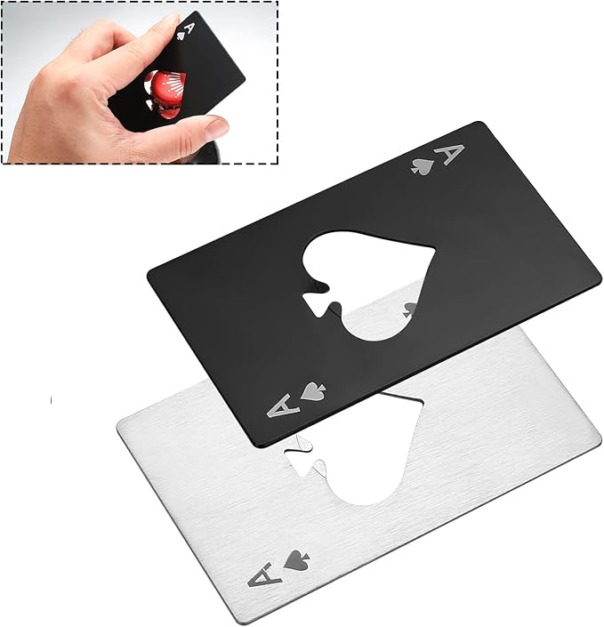 6-Pack Ace of Spades Bottle Openers – Stainless Steel Playing Card Shape Beer Openers, Poker Party Favors, Wedding Groomsmen Gifts, Credit Card Size Tools