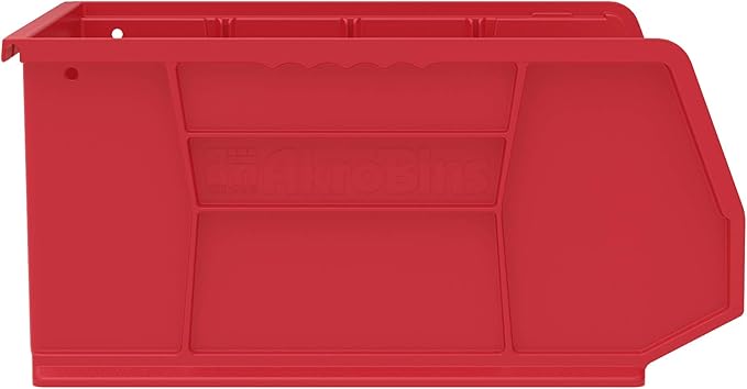 Akro-Mils 30250 AkroBins Plastic Storage Bins, Space-Saving Stackable Bins for Garage, Pantry, Craft Organization, 15" x 16" x 7", Red, 6-Pack