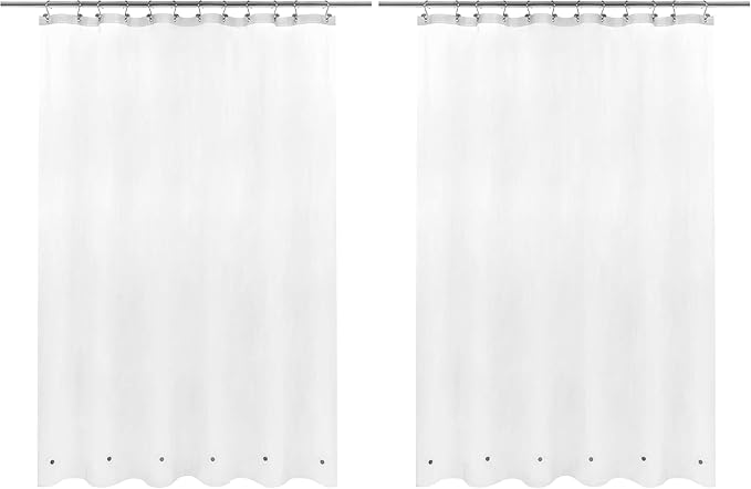 Barossa Design Frosted Shower Curtain Liner with 6 Magnets - Waterproof PEVA Shower Liner for Bath Tub, 72" x 72" Standard Size, PVC Free, Metal Grommets - Frost, 72x72 (Pack of 2)