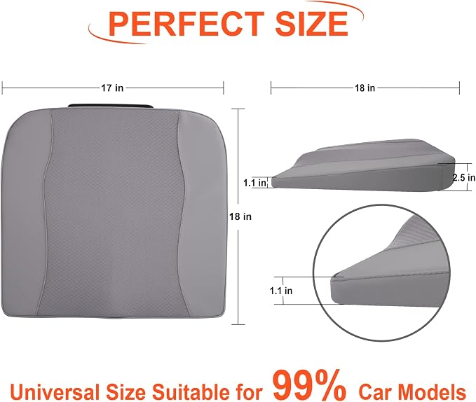 Lofty Aim Car Seat Cushion, Comfort Memory Foam Car Cushions for Driving - Sciatica & Lower Back Pain Relief, Driver Seat Pillow for Auto, Office Chair, Wheelchair - Gray