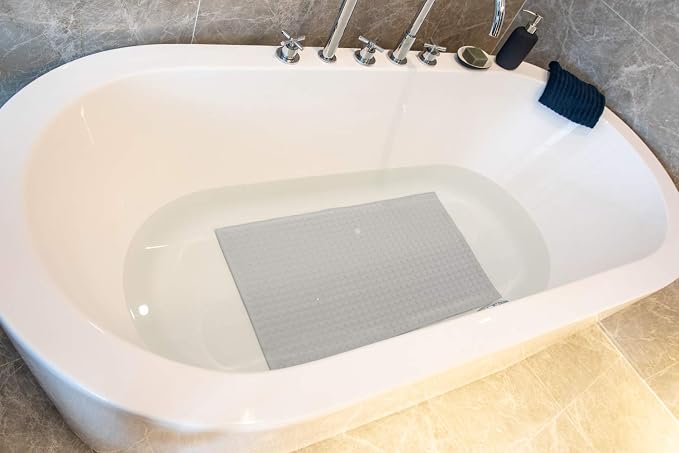 BOWERBIRD Premium Comfort & Safety Bathtub Mat: 800+ Air-Filled Cells for Cloud-Like Softness & Cushioned Support | Non-Slip Design for Sensitive Feet, Reduces Fatigue, Natural Rubber (Grey)