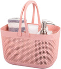 UUJOLY Plastic Organizer Storage Baskets with Handles, Shower Caddy Bins Organizer for Bathroom and kitchen (Pink)