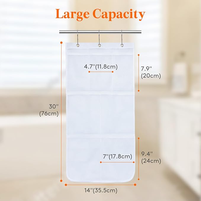Lifewit Cruise Essentials Shower Caddy Must-Have, 7 Pockets Hanging Bathroom Organizer with Quick-Dry Mesh, Portable Shower Bag to Storage Soap, Shampoo, for RVing, Travel, Camping, White, 1 Pack