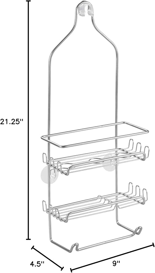 iDesign Steel Hanging Shower Caddy Organizer, The Milo Collection – 9” x 4.5” 21.25”, Silver
