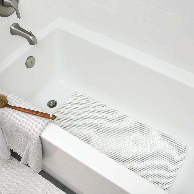 Duck Brand Clorox Cushioned Foam Bath Mat for Tubs, Non-Slip with Suction Cups, 17 Inches x 36 Inches, White