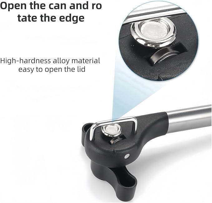 Safe Cut Can Opener, smooth edge can opener stainless steel Multifunction can opener manual and Bottle Opener Easy to Use,Handheld Easy Turn Knob,Works for safety can openers for seniors.