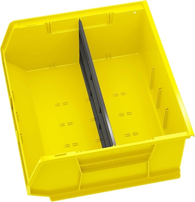 Akro-Mils 30250 AkroBins Plastic Storage Bins, Space-Saving Stackable Bins for Garage, Pantry, Craft Organization, 15" x 16" x 7", Yellow, 6-Pack