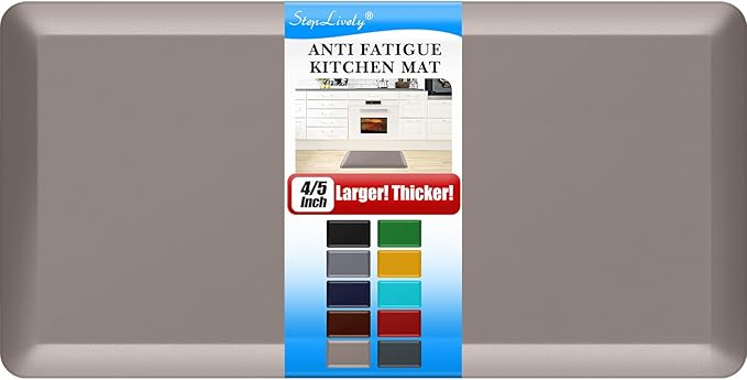 4/5 Inch Thick Kitchen Mat - Cushioned Anti Fatigue Mats for Kitchen Floor - Easy to Clean, Waterproof, Non-Slip Kitchen Rug for Sink, Office, Kitchen (20''x39'' Khaki)
