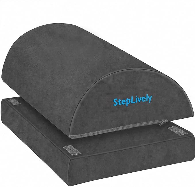StepLively Foot Rest for Under Desk at Work, Comfortable Foot Stool with 2 Adjustable Heights, Footrest with Washable Cover, for Back & Hip Pain Relief, Suitable for Office, Home and Car (Grey)