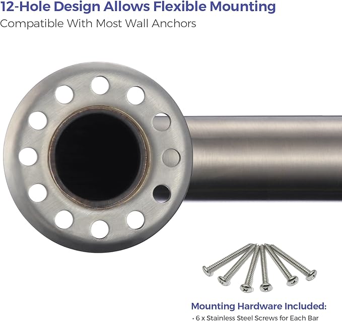 Stardrix 24-Inch ADA Compliant Grab Bar, 1.5" Diameter, Concealed Mounting Flanges, Handicap Friendly, Commercial & Residential Bathrooms, Brushed Stainless Steel