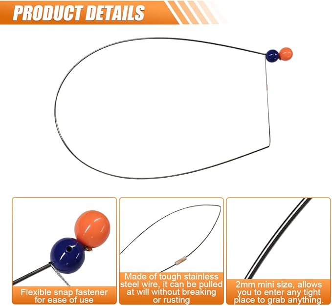 73cm/28.7" Heavy Duty Button Master for Car Emergency Tool, Stainless Steel Pulling Wire Tool Car Grabber Tool, Long Reach Grabber Tool