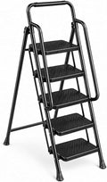 Step Ladder 5 Step Folding Step Stool Step Ladder with Wide Anti-Slip Pedal Step Stool Foldable for Adults Lightweight, Portable Steel Use for Home and Office