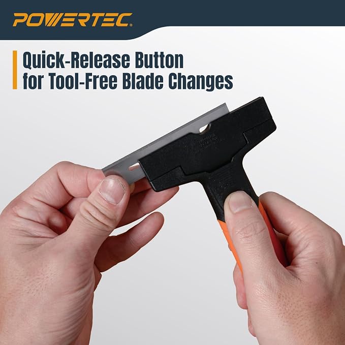 POWERTEC Razor Blade Scraper Tool Set with 20 Blades - 3.5" & 1.5" Scrapers for Removing Decals, Stickers, Glue, Paint & More (72066)