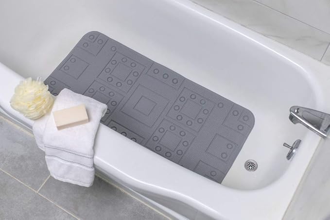 Duck Brand 286625 Safety Grip Bath Mat, 17 x 36 Inches, Gray, 2-Pack