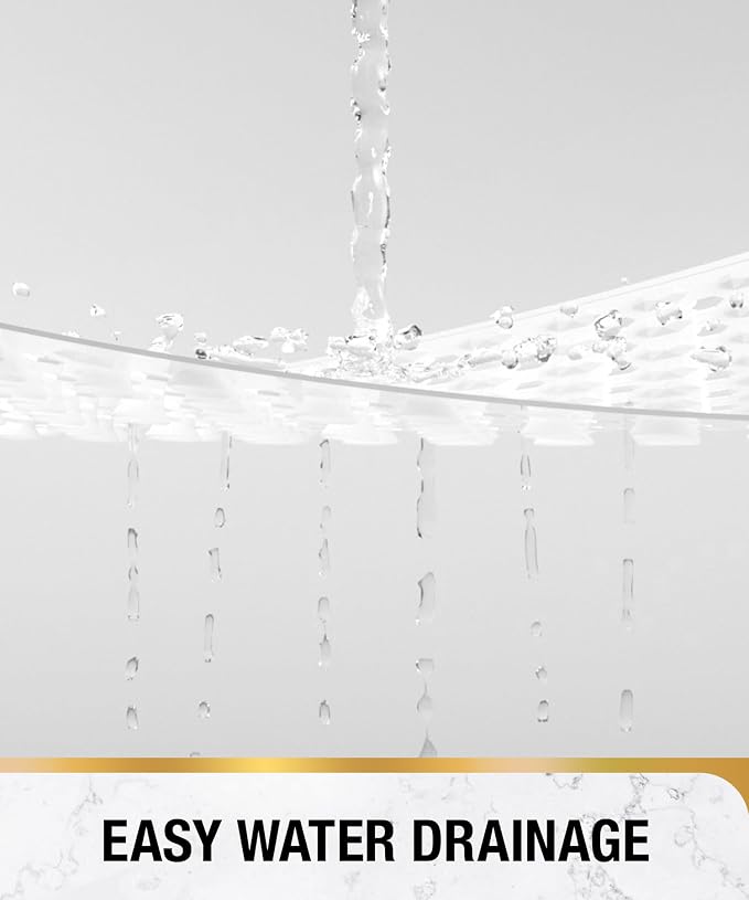 HITSLAM Shower Mat Anti Slip, Square Bath Mat for Tub Non Slip with Suction Cups and Drain Holes, 21x21 Inch Bathroom Shower Stall Floor Mat, Machine Washable, Soft on Feet, White