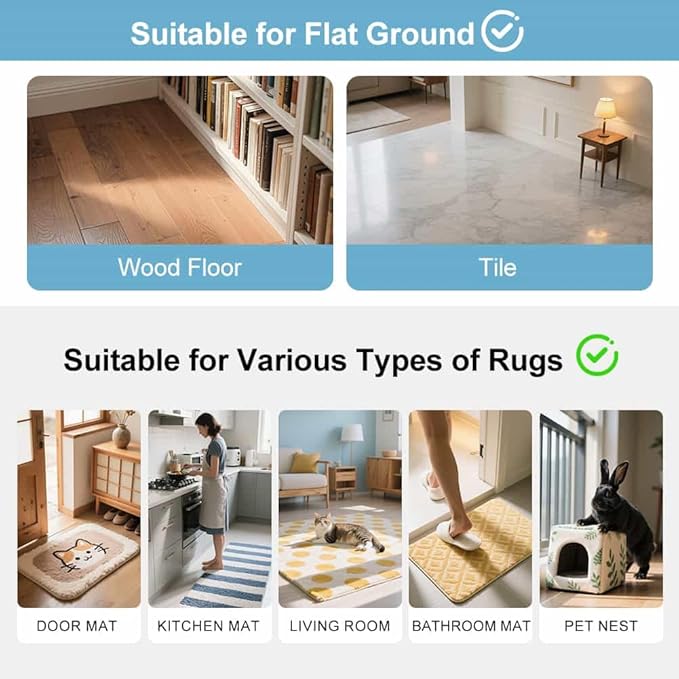 Rug Corner Gripper Non Slip - Self Adhesive Rug Pads Grippers for Hardwood Floors, Reusable Carpet Tape for Tile Floors, Cuttable Rug Stickers Keep Corners Flat (12x12cm)
