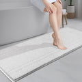PURRUGS Bathroom Rug Non-Slip Machine Washable 24" x 60", Super Absorbent and Quick Dry Shaggy Microfiber Bath Mat, Extra Soft and Plush Bath Rug for Bathtub, Shower, and Sink, White