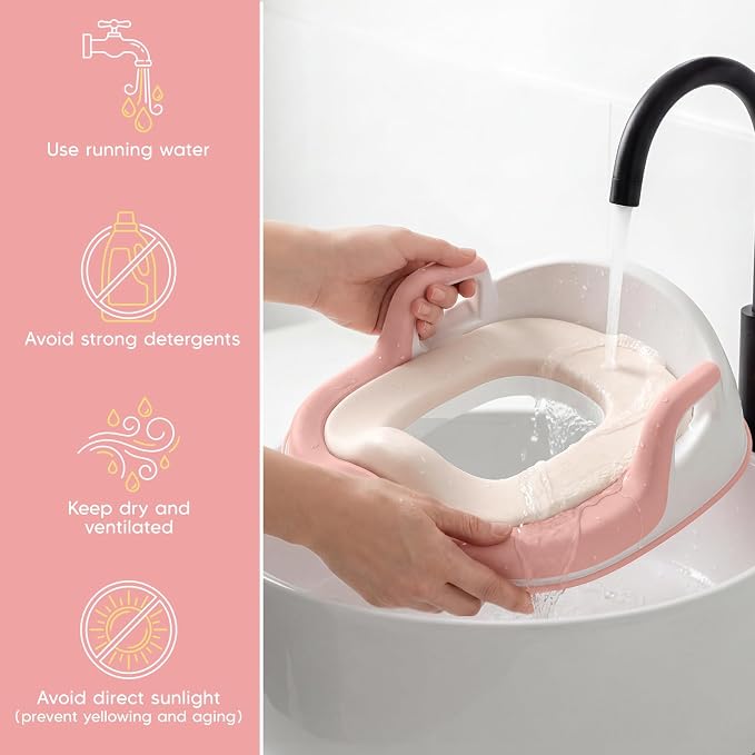 Potty Training Seat with Step Stools, Maliton Potty Training Toilet for Toddlers Girls with Splash Guard, Anti-Slip Toddler Stool for Bathroom, One Potty Seat and 2 in 1 Step Stool for Kids (Pink)