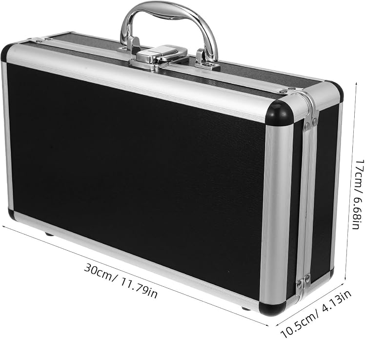 ERINGOGO Lockable Portable Aluminum Tool Case with Large Capacity Multifunctional Carrying Toolbox for Hardware Jewelry Makeup and Medicine Storage Compact 11.8 X 6.7 X 3.7 Inches