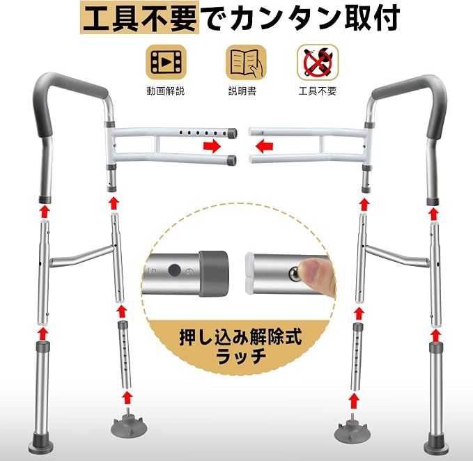 Toilet Safety Rails for Seniors, Adjustable Toilet Safety Frame Handles Fits Most Toilets, Mothers Day Gifts for Handicap and Disabled Seniors Elderly, Foldable, Safe Weight Capacity of 330 lbs(150KG)