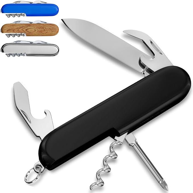 Small Pocket Knife 6 in 1 - Keychain Multitool - Compact Kids Pocket Knife with Bottle Opener, Can Opener, Corkscrew, Phillips Screwdriver - EDC Gift for Men, Women, Camping, Hiking, Travel - 5005