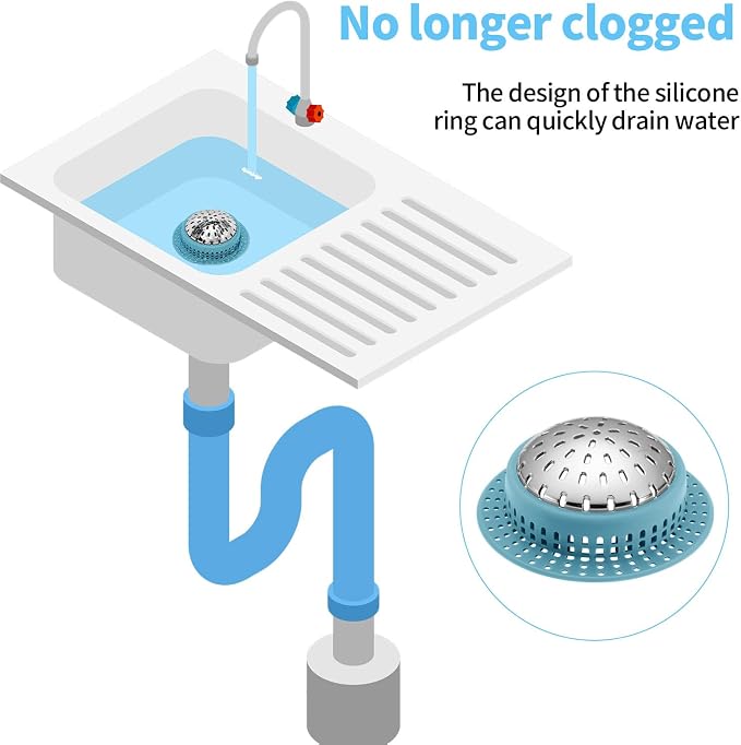Aluvor Bathtub Drain Hair Catcher Shower Drain Cover Sink Drain Protector for Pop-Up & Regular Drains, Sky Blue