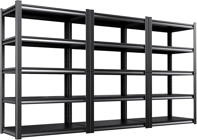 Set of 3 71"HGarage Shelving-2050LBS 5 Tier Storage Shelves,Adjustable Heavy Duty Metal Shelving Unit and Storage Large Rack,Utility Steel Shelf For Shop Warehouse Industrial Pantry 71"x35"x16"