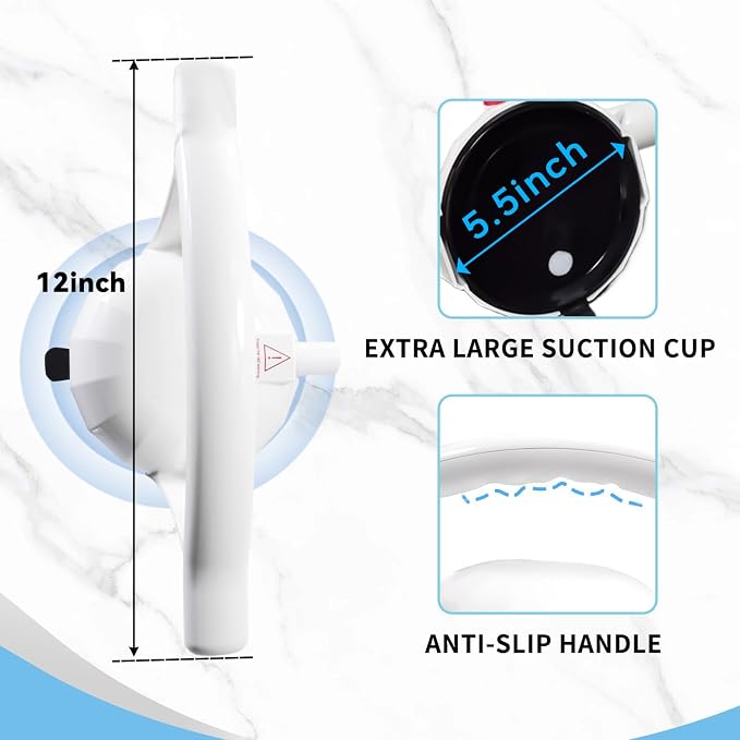Patented Suction Shower Grab Bars 1-Pack, 5.5" Extra-Large Vacuum Cups with Safety Alert Line, Shower Handles for Elderly Suction Heavy Duty Shower Handle No Drill Installation