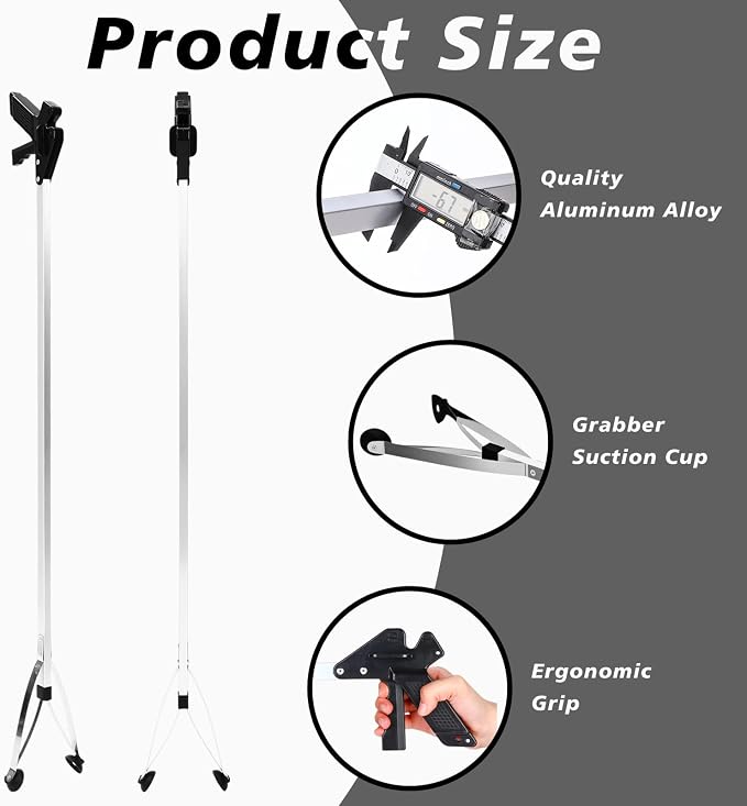 Sabary 10 Pack Suction Cup Reacher Grabber Heavy Trash Picker Grabber Tool, Long Handy Aids Nonslip Claw Reach Tool for Elderly Pick up Stick Arm Extension Litter Picker(Black,43 Inch)