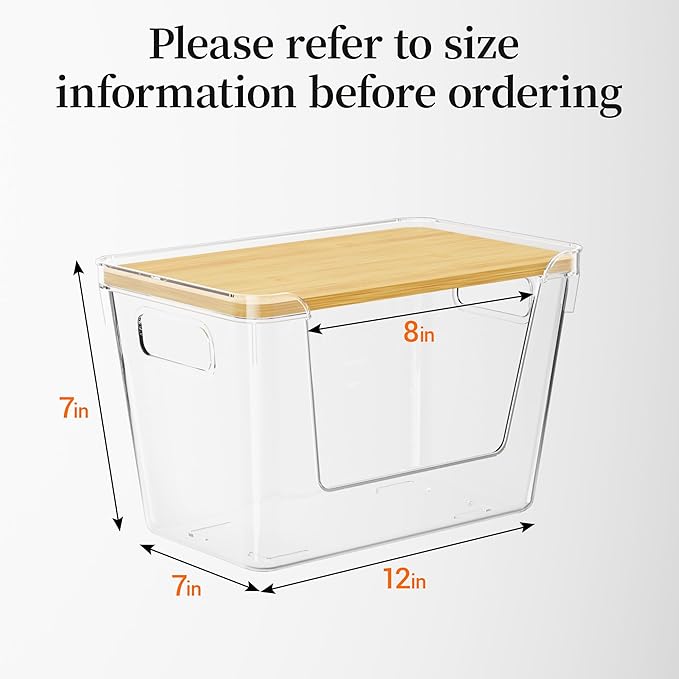 Delamu Acrylic Trash Bag Holder, 2 Pack Stackable Garbage Holder for 4-33 Gallon Bags, Clear Organizer Bins for Under Sink Organization, Pantry Storage, Cabinet, Kitchen, Laundry, Bathroom